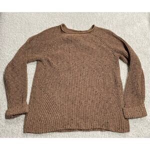 Style & Co Willow Sweater Womens Large Pullover Brown Pointelle Table Trim Knit